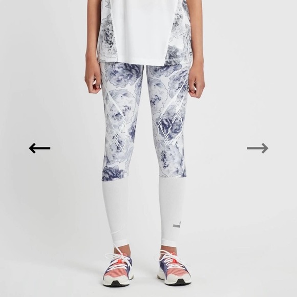 Adidas by Stella McCartney Pants - STELLA MCCARTNEY x ADIDAS Floral Leggings Blue White Small S